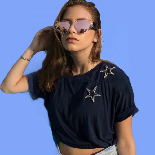 ELASTIC WAIST STARS CROP TOP